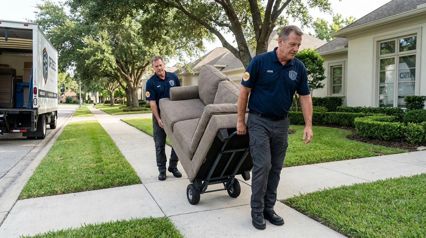 Local residential moving crew loading furniture in Michigan Center, MI